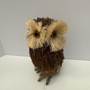 Hoot Owl Stepping Stone Craft  Sticks Raffia Moss Tramp Art Vintage